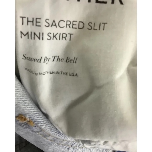 MOTHER Sz 24 The Sacred Slit Mini Denim Skirt In Acid Wash Cotton Spandex - Picture 10 of 12